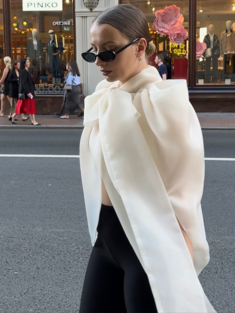 Wrap Blouse Chiffon - Moda Kadın Üst Kolsuz Yay Yüksek