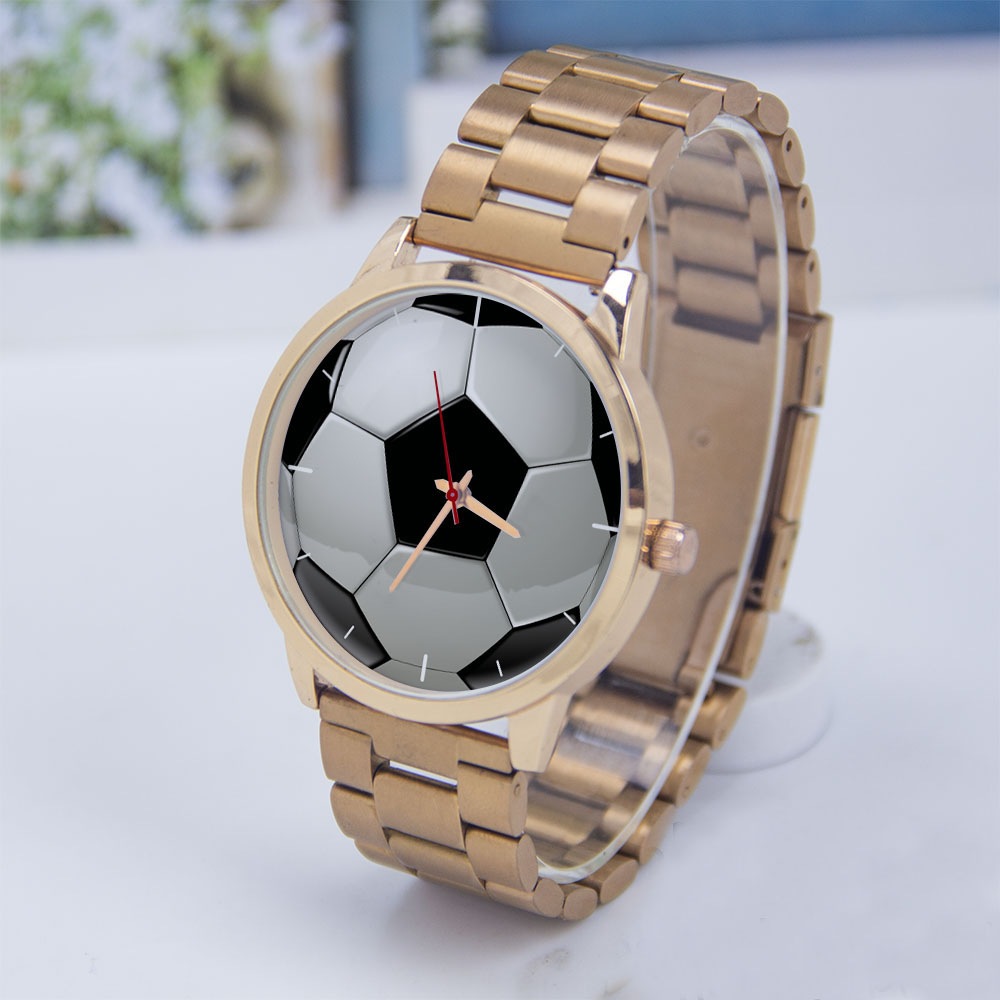 Women'S Fashion Quartz Watch - Futbol Futbol Tasarım Hayranları Gümüş Adam