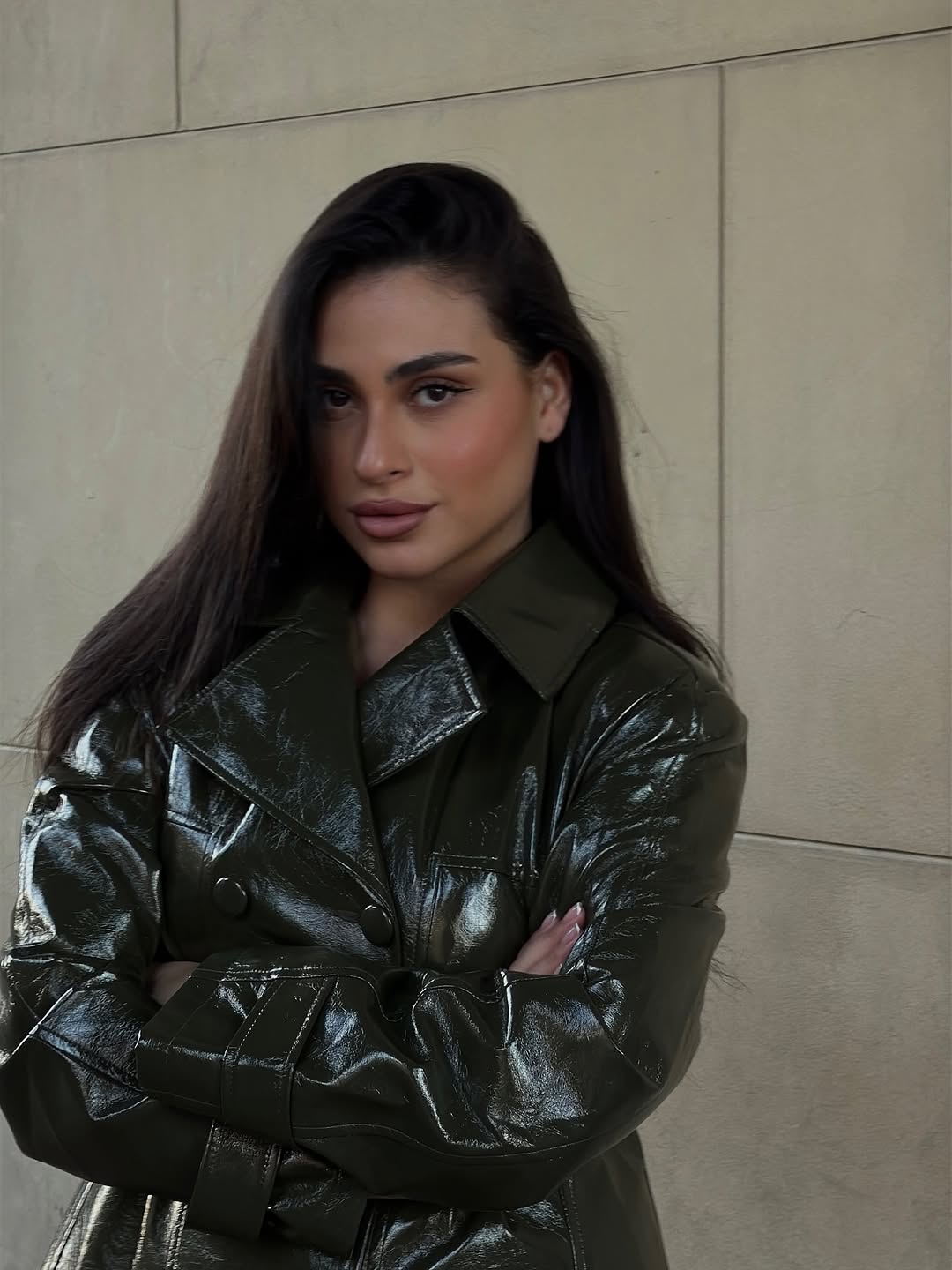 Women'S Fashion Leather Jacket - Koyu Kahverengi Rugan Deri Etek Kruvaze