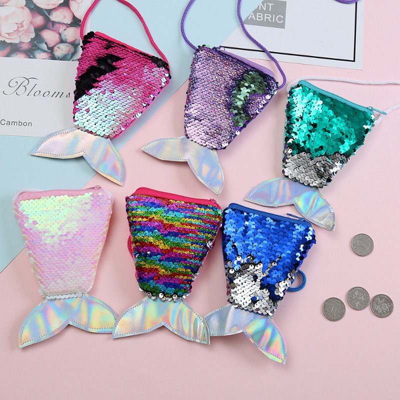 Coin Purse Women - Kordonlu Payetli Bozuk Para Cüzdanı, Bozuk
