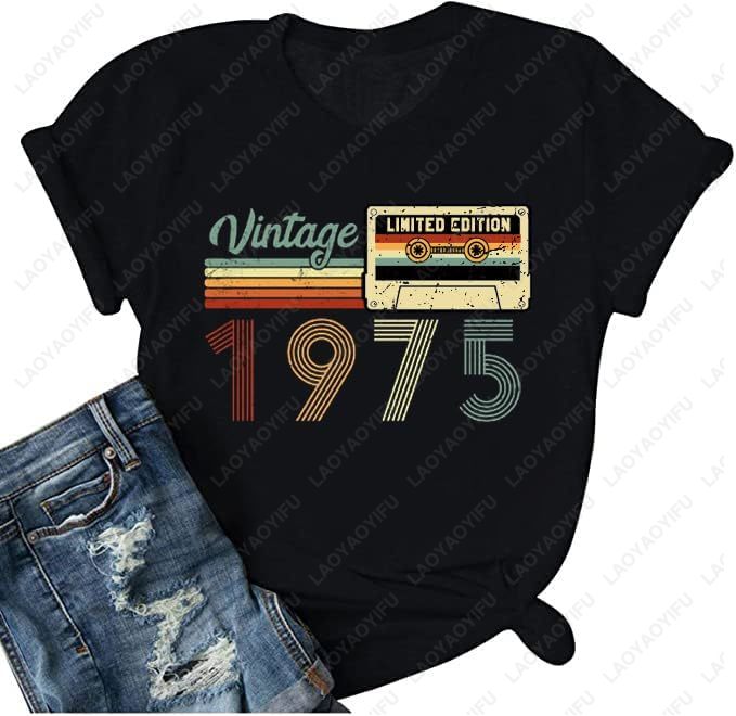 Women'S Fashion Of The 70S - Vintage 1975 T-Shirt Kadınlar için 50.