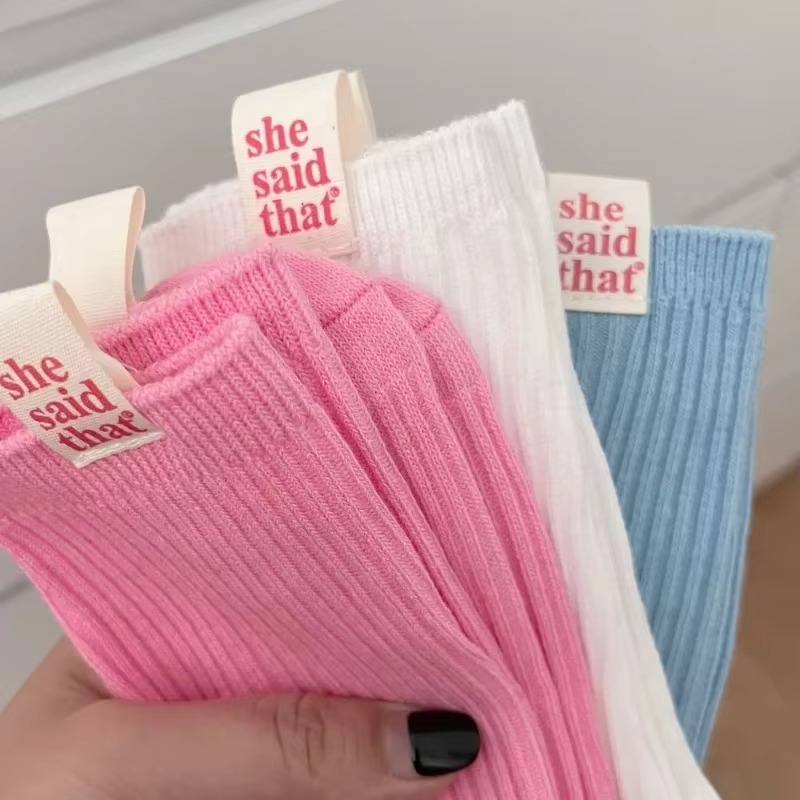 Women'S Fashion Labels - Japon Retro Kumaş Etiketli Kadın Çorapları