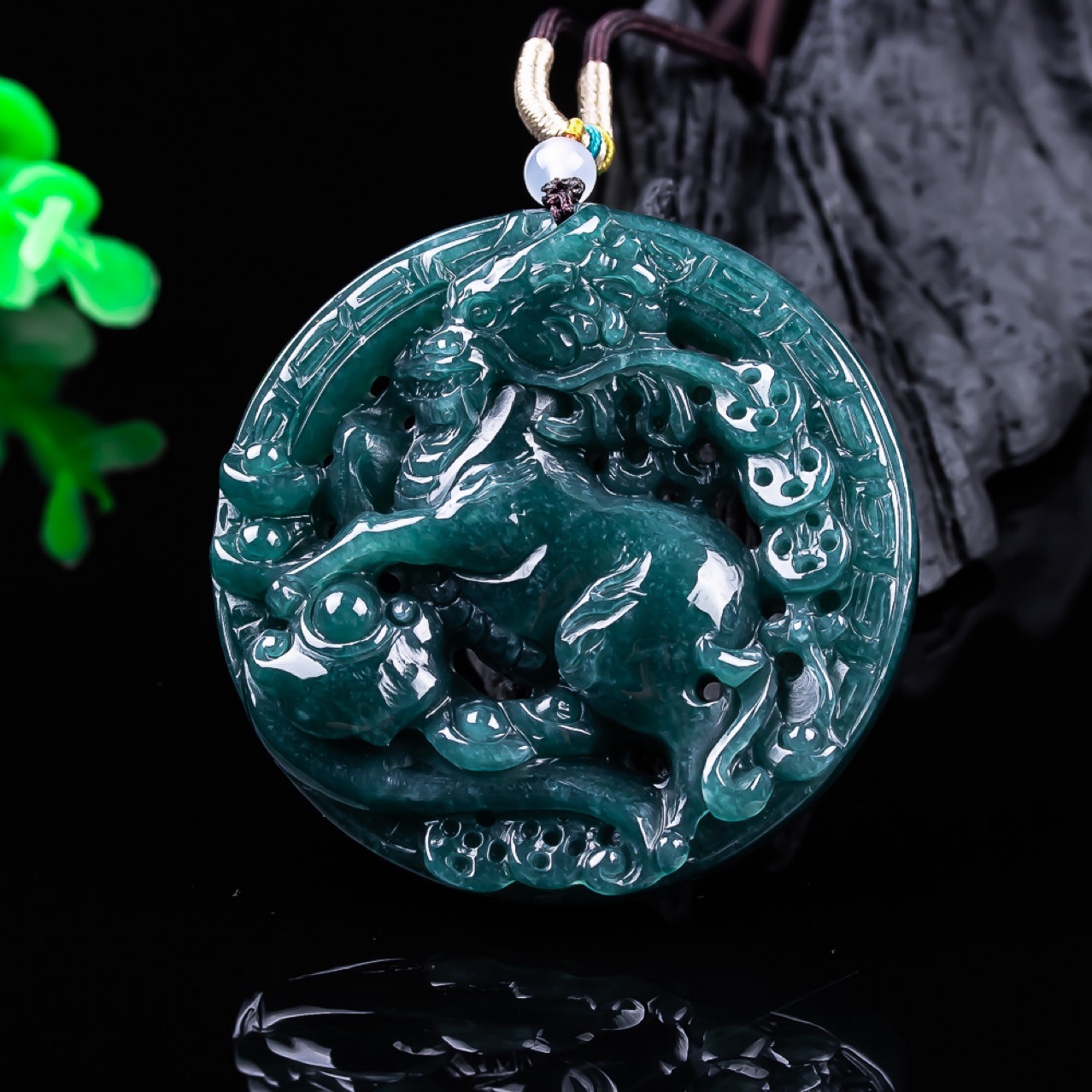 Women Fashion Necklace - Birmanya Jadeite Ejderha Kolye Taş Gerçek