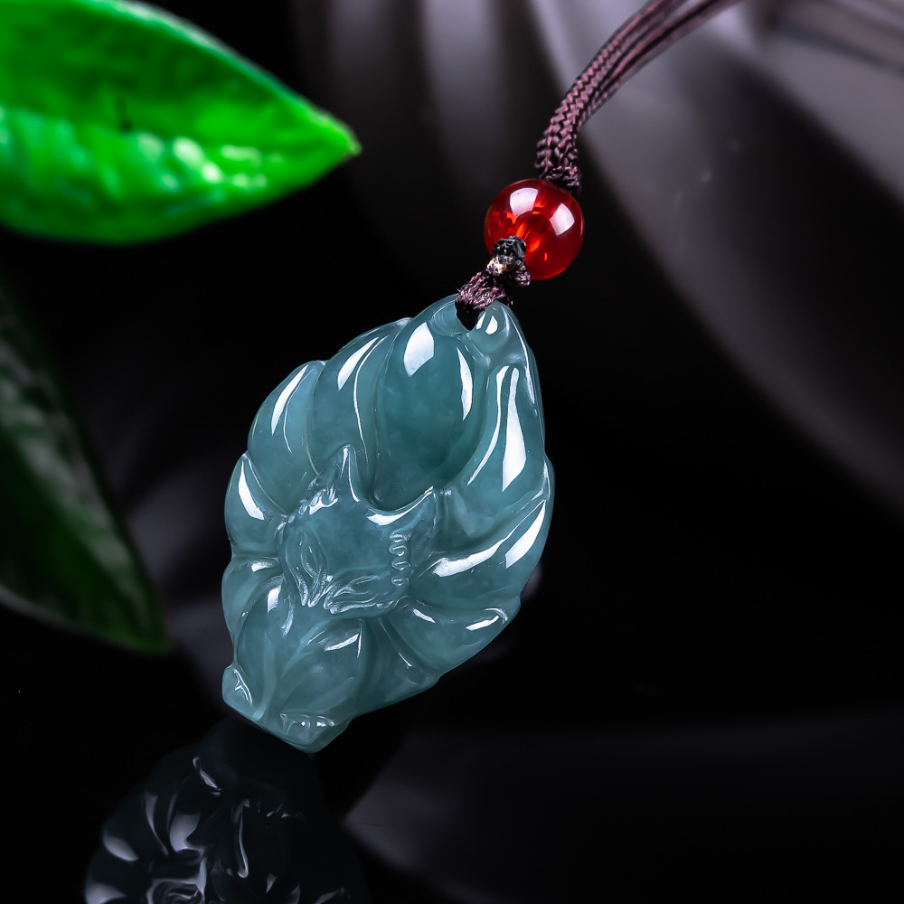 Women Fashion Necklace - Doğal Birmanya Jadeite Tilki Kolye Kolye