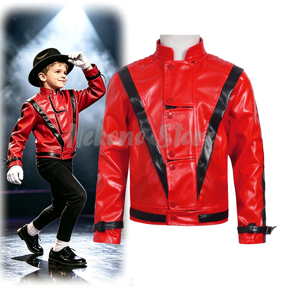 Women'S Fashion Leather Jacket - Michael Jackson Thriller Korkunç Kostümü Kırmızı