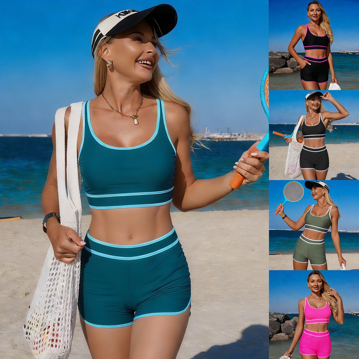 Crop Top Women - Zeytin Yeşili Bikini Kolsuz Crop Top