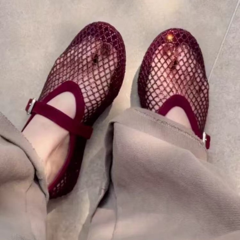 Women'S Fashion Shoes - İçi Boş Yapay Elmaslı Baotou Sandaletler