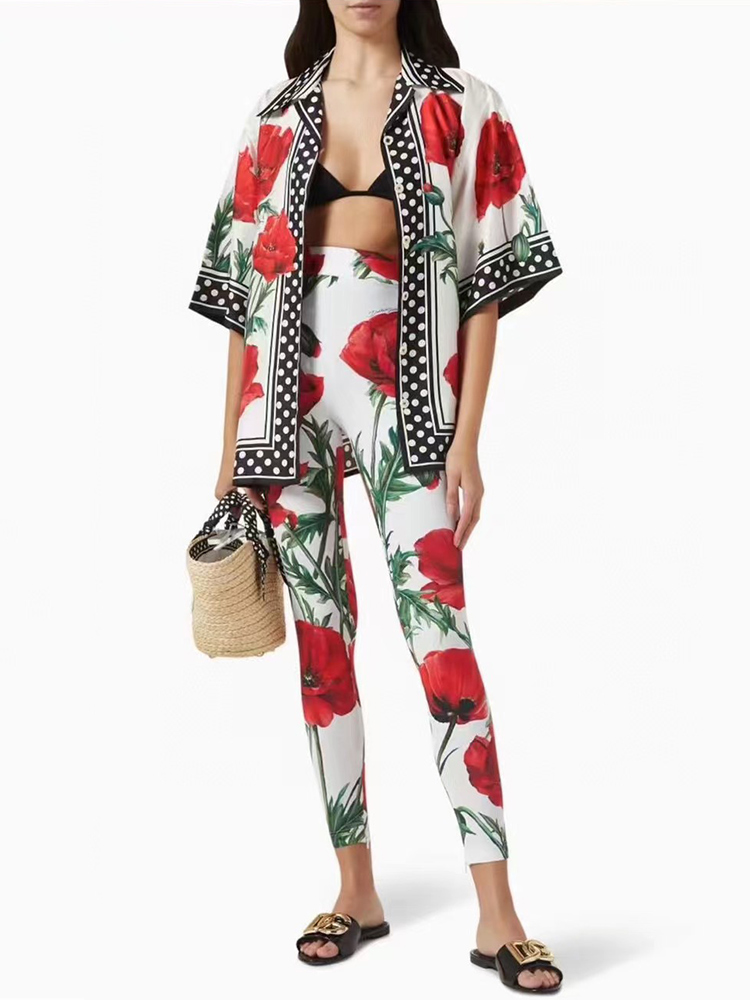 Women'S Fashion Pajamas - Tasarımcı retro geometrik desenli pijama rüzgarlık