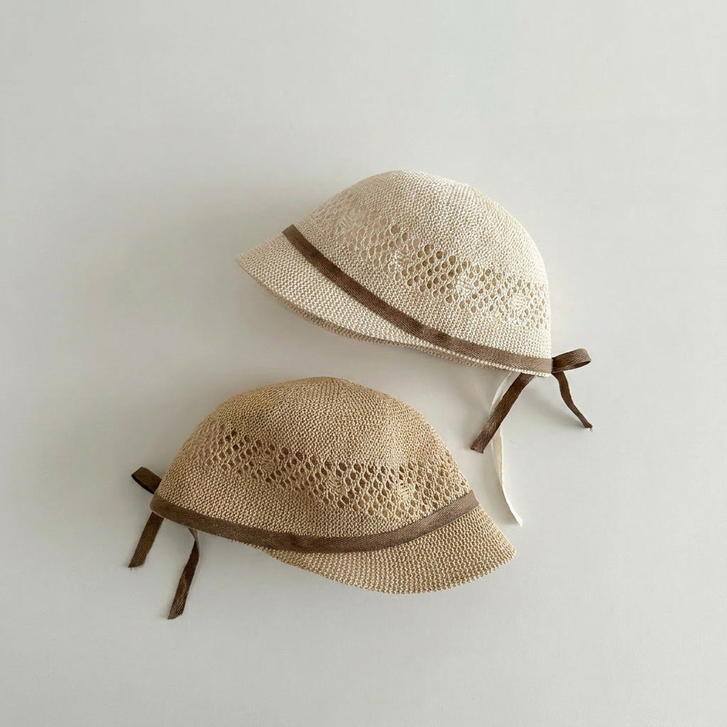 Straw Hat Summer - Yaz Çocuklar Düz Şapka 2-5T Delikli