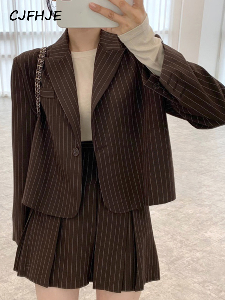 CJFHJE moda şerit Blazer kadın - Women'S Fashion Leather Jacket incelemesi ve fiyatı