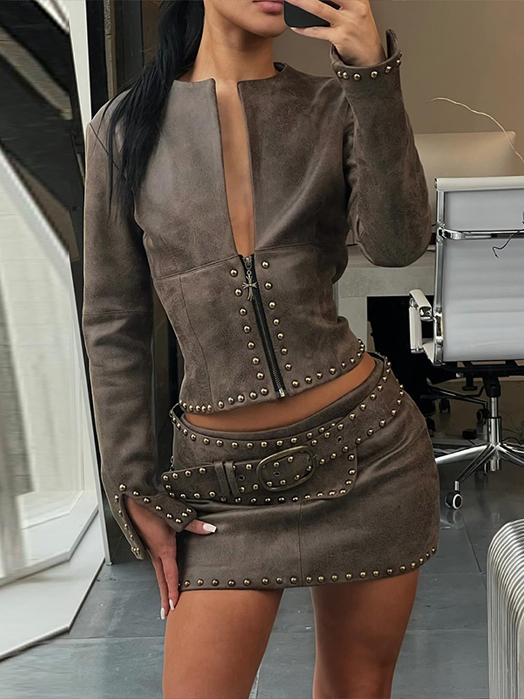 Moda Perçin Dekorlu PU Deri Ce - Women'S Fashion Leather Jacket incelemesi ve fiyatı
