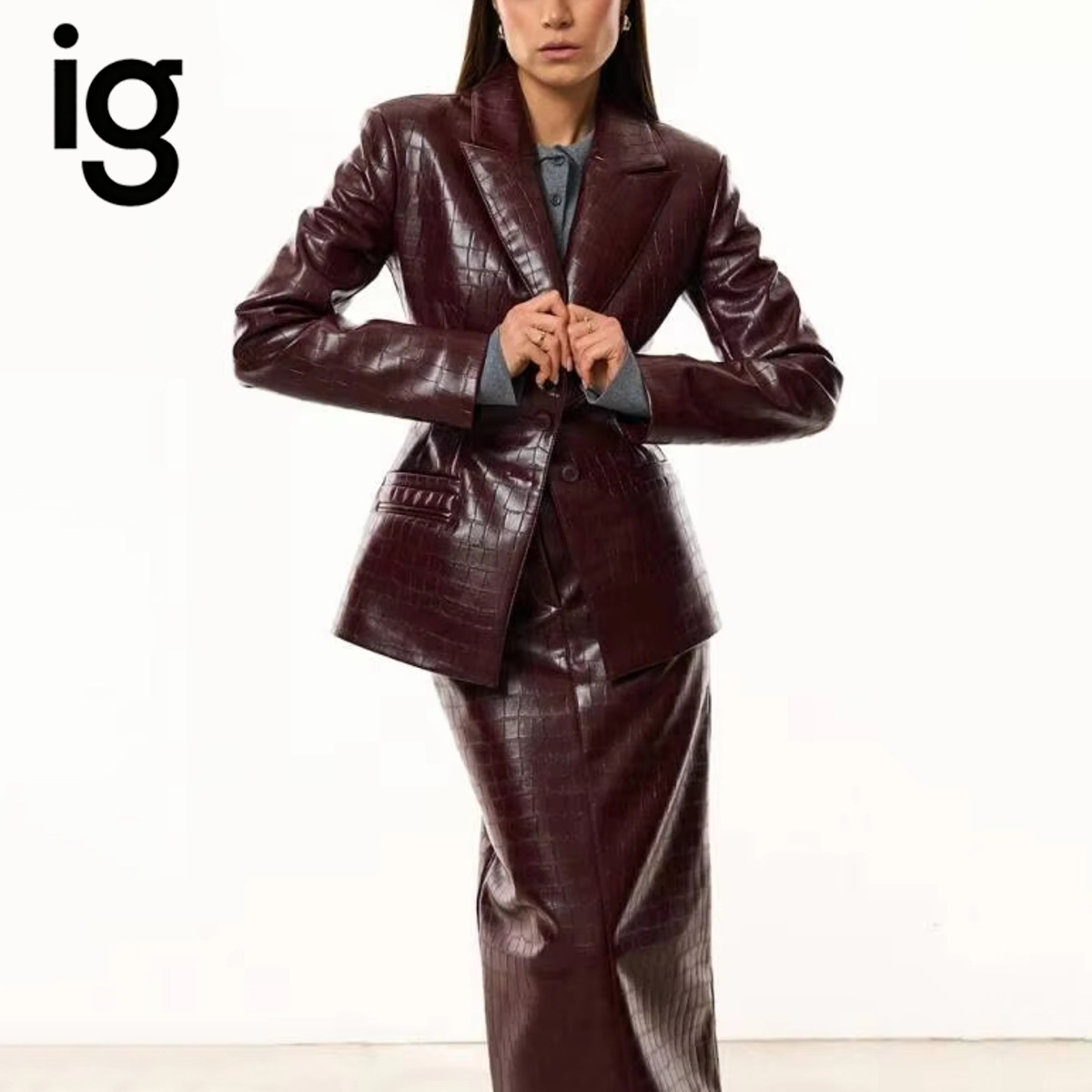 IG Kadın Bordo Timsah Görünüml - Women'S Fashion Leather Jacket incelemesi ve fiyatı