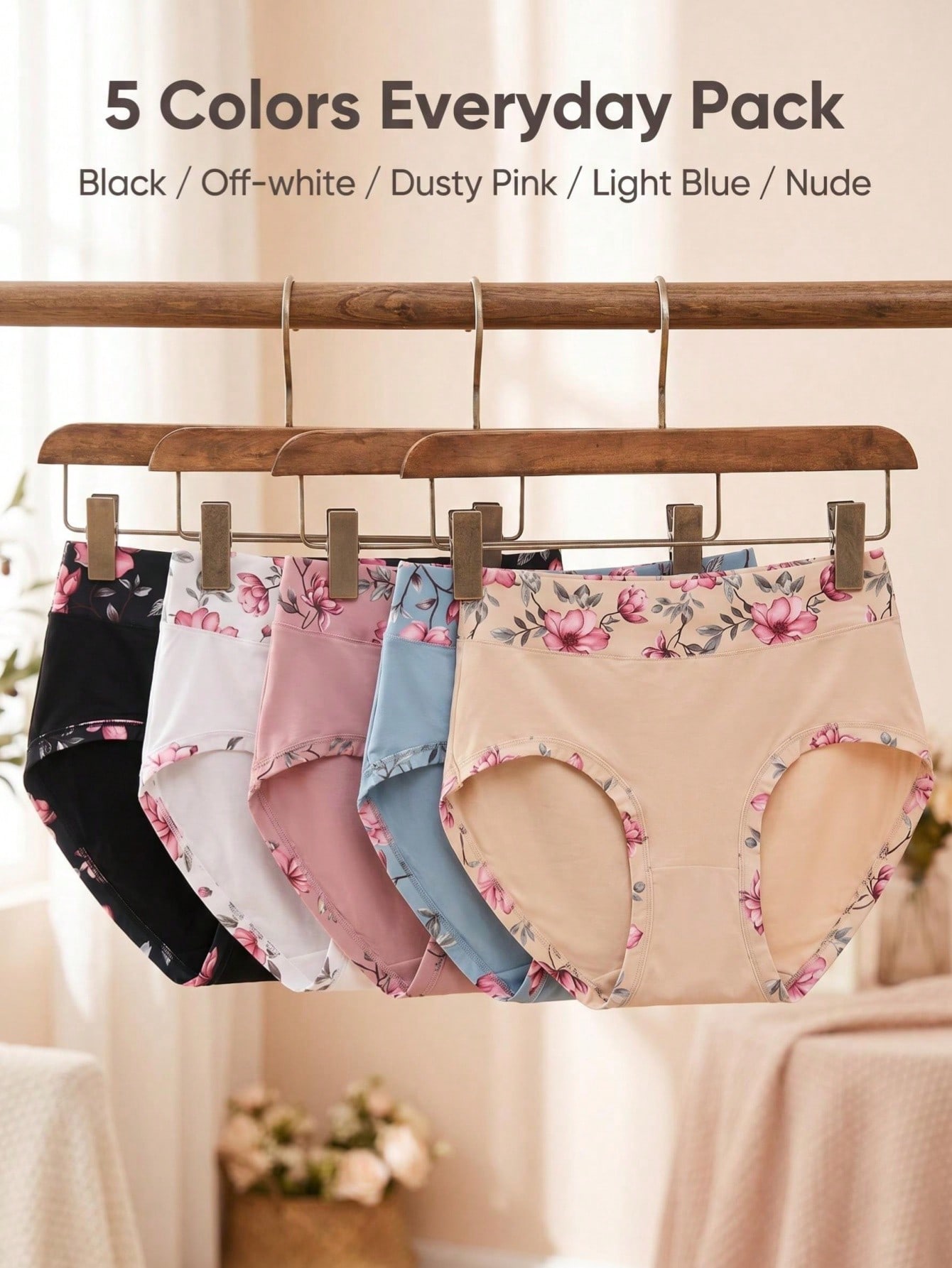 5PCS Büyük Beden Kadın Çiçek D - Women'S Fashion Underwear incelemesi ve fiyatı