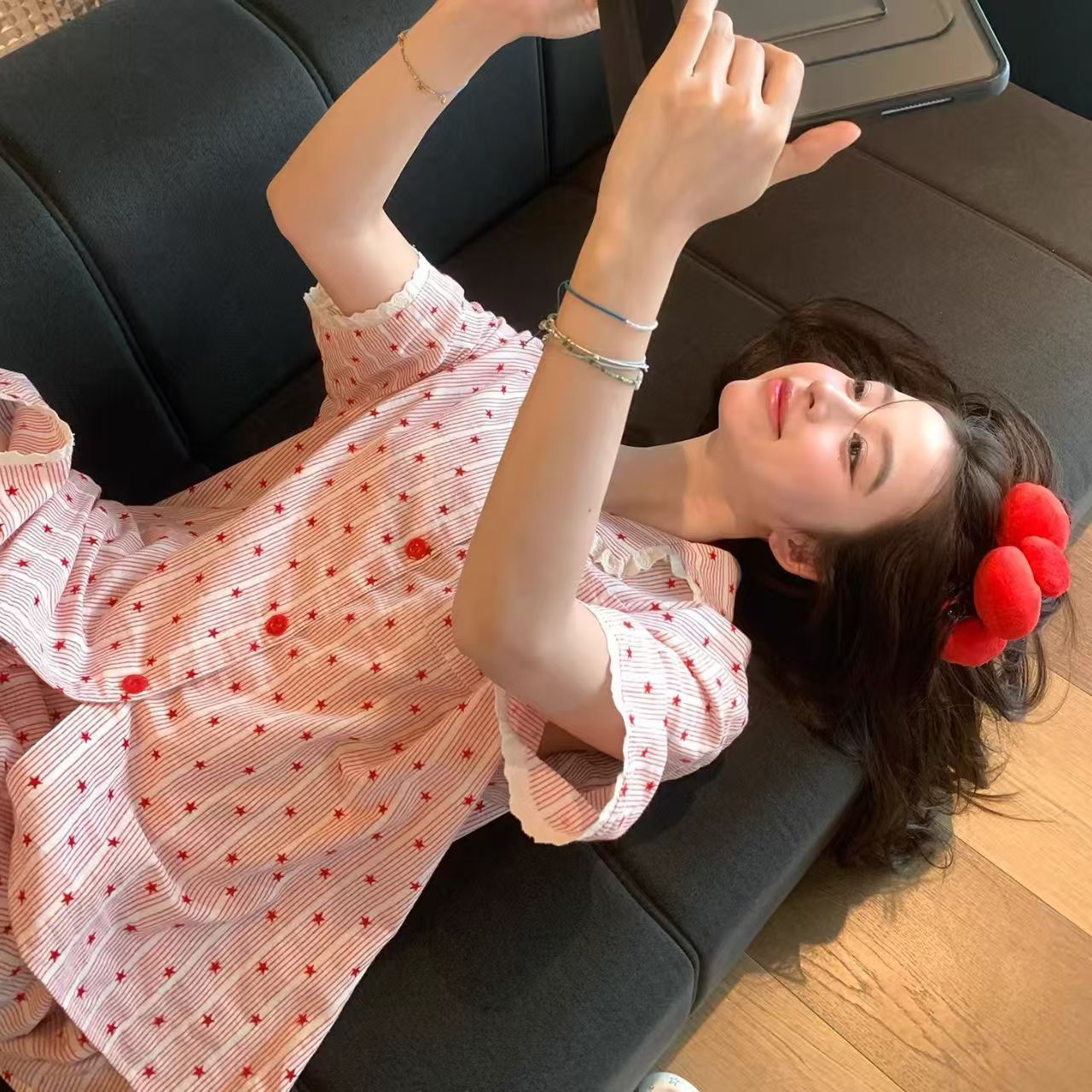 Y2K Moda Pembe Çizgili Yıldız  - Women'S Fashion Pajamas incelemesi ve fiyatı