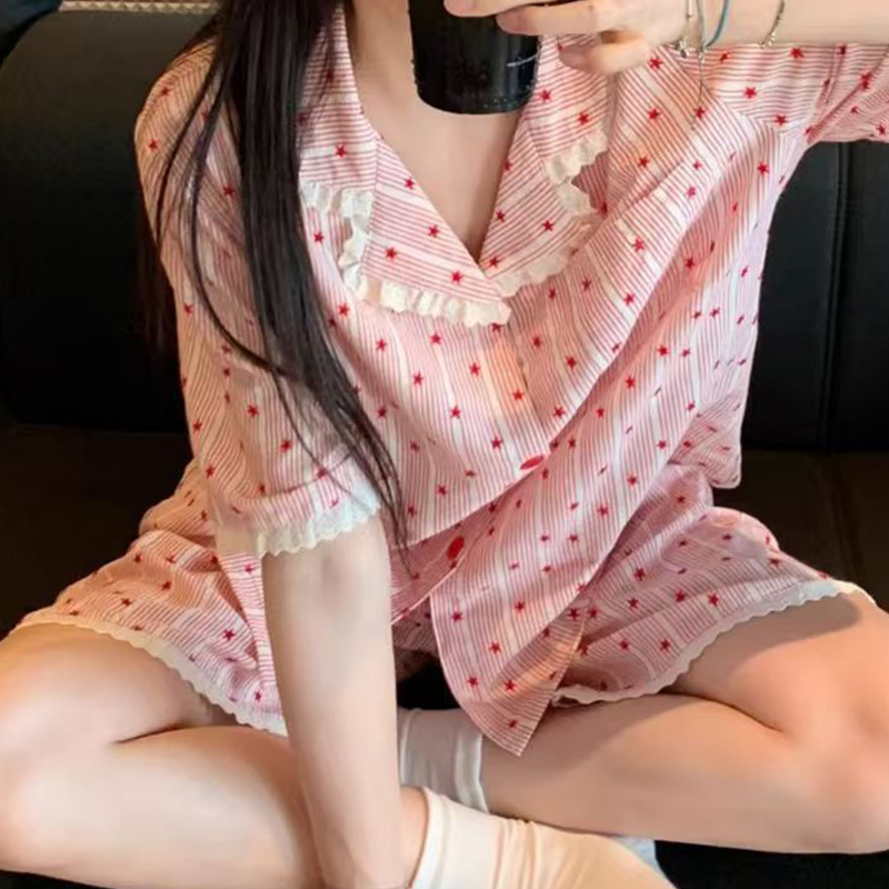 Y2K Moda Pembe Çizgili Yıldız  - Women'S Fashion Pajamas incelemesi ve fiyatı